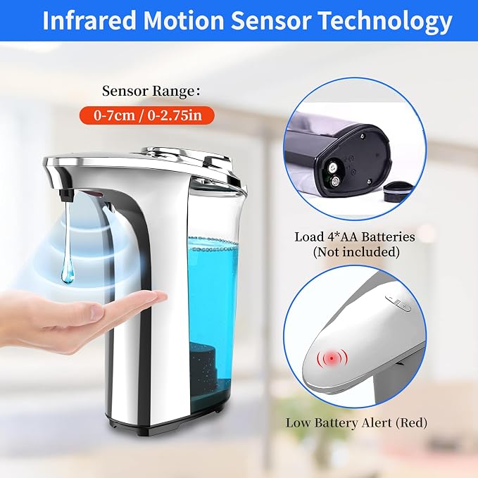 Automatic Soap Dispenser Touchless 17oz/500ml, Battery Countertop Dispensers - Image 5