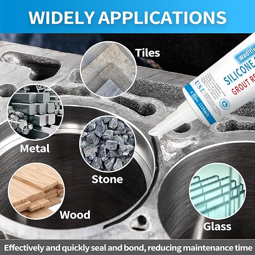 8Oz Black Waterproof Caulk & Seal Silicone Sealant, Wadities Tile Grout Repair - Image 2