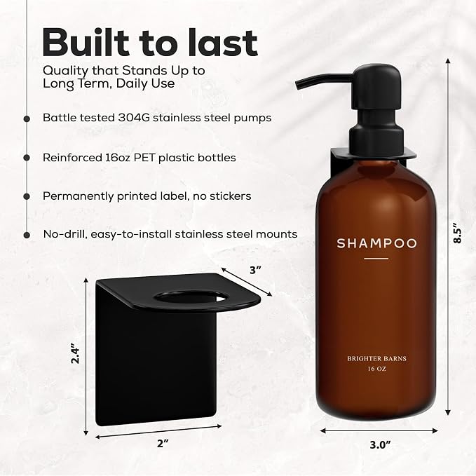 Amber Shampoo and Conditioner Dispenser Set Wall Mounted by Brighter Barns - Image 3