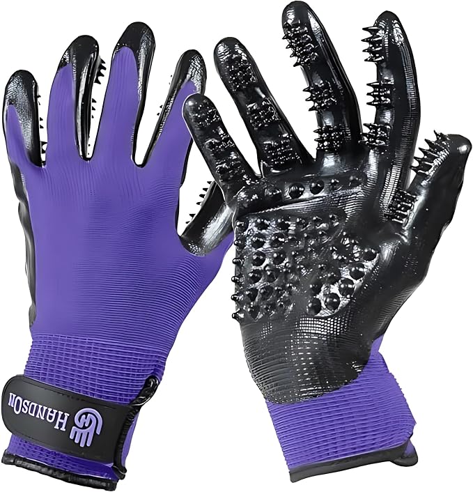 H HANDSON Pet Grooming Gloves by HandsOnPatentedOriginalGroomingBathingGloves