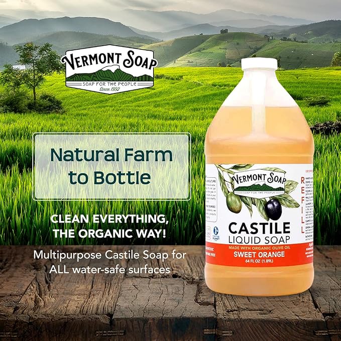Vermont Pure Castile Soap Orange, Gentle Liquid Soap - Image 3