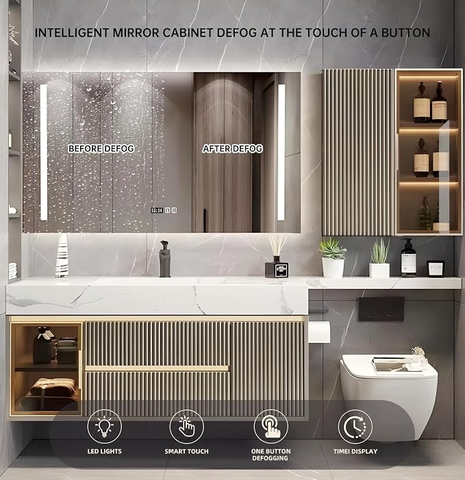 Single Sink Bathroom Vanity, Modern Bathroom Vanity Set Include Smart Defogging - Image 6