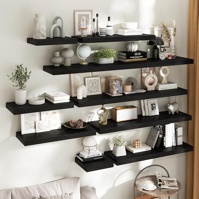 48 Inch Long Floating Shelves for Wall Set of 2, Easy Install Engineered Wood - Image 2