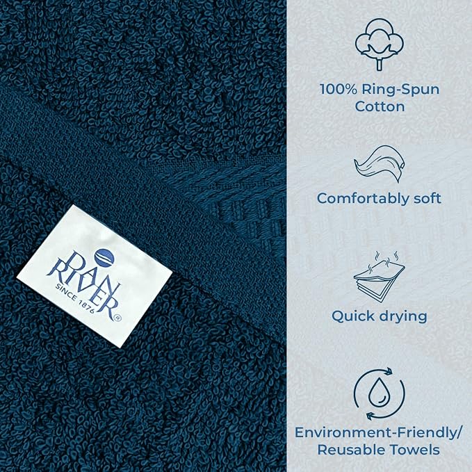 DAN RIVER 100% Ring Spun Cotton 3-Piece Towel Set, Bath Towel, Hand Towel and - Image 3