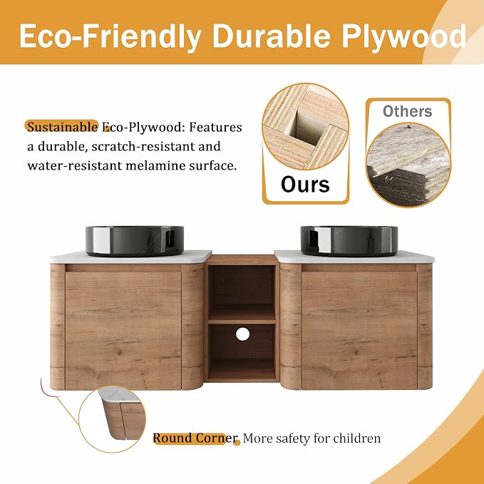 Malwee 60" Floating Bathroom Vanity - Image 6