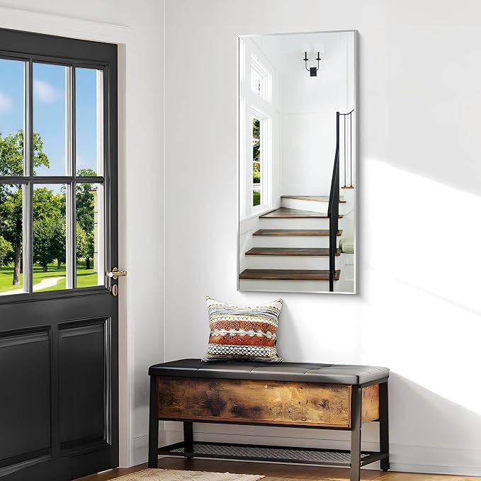 BONEWEI Silver Bathroom Mirror, 24x48 inch Wall Mirror - Image 8