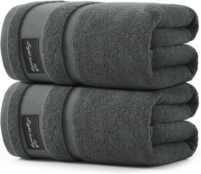REDKISS 2 Pack Large Bath Towels Set, 100% Cotton, 31x63 in, Heavyweight 760G by REDKISSOnline