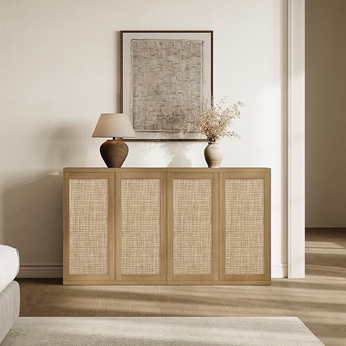 SICOTAS Rattan Sideboard Storage Cabinet - Image 4