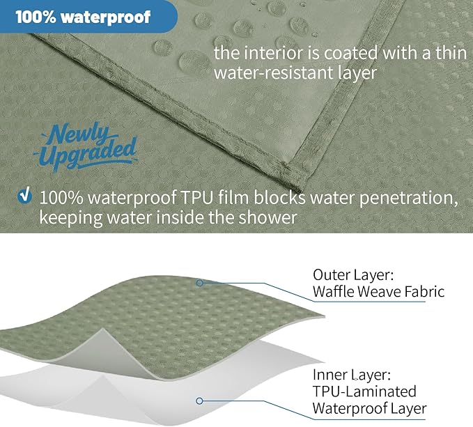2-in-1 Waterproof Fabric Shower Curtain - Image 5