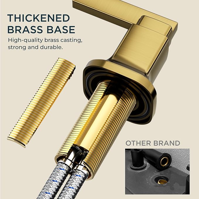 FORIOUS 3 Hole Gold Sink Bathroom Faucet - Image 8