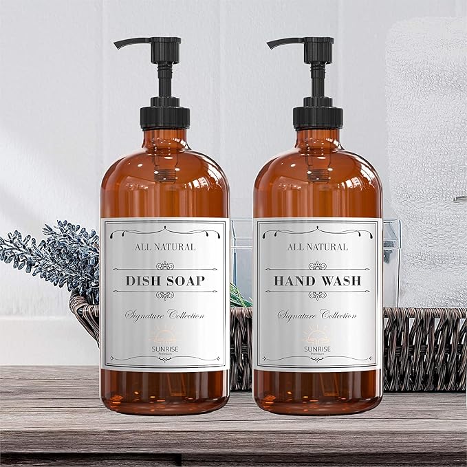 16 OZ Thick Amber Glass Soap Dispenser - Image 7