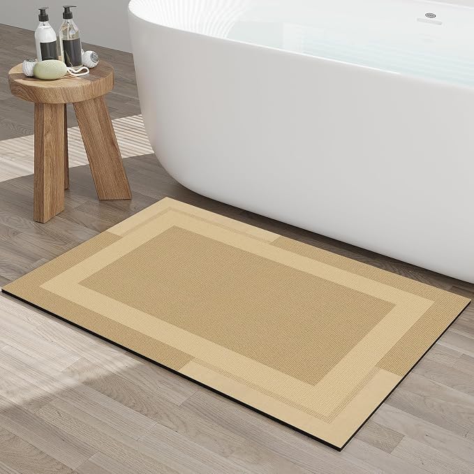 Non Slip Bath Mat, Rubber Backing Ultra Thin Bathroom Rugs Fit Under Door Quick by YDKGL