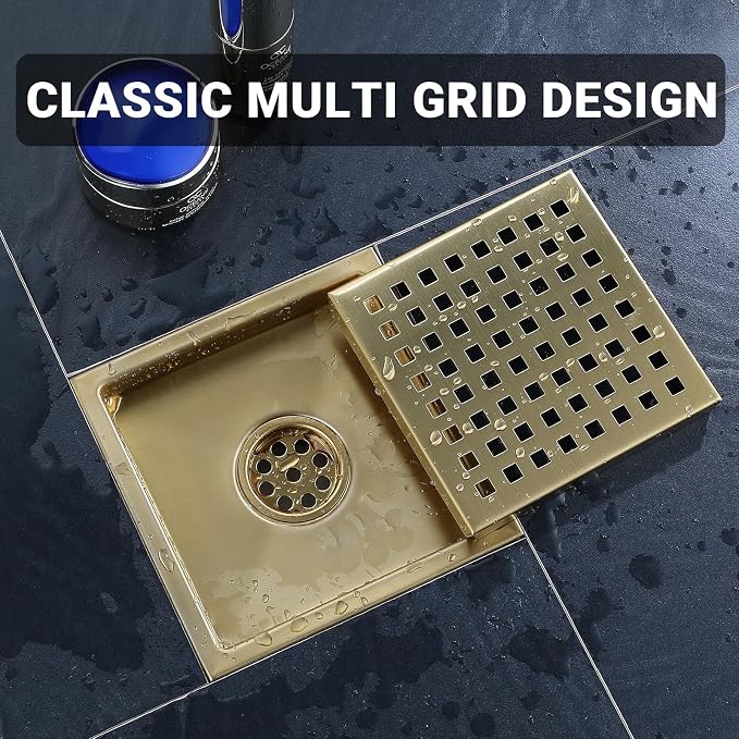 4 Inch Square Shower Floor Drain, Stainless Steel Black Shower Drain Kit - Image 7