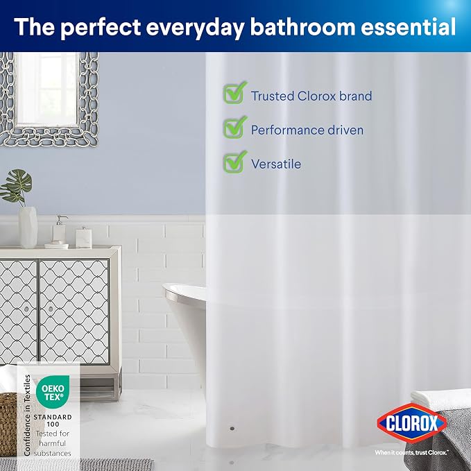 Clorox Shower Curtain Liner, Premium Heavyweight Durable Waterproof 8g PEVA - Image 9