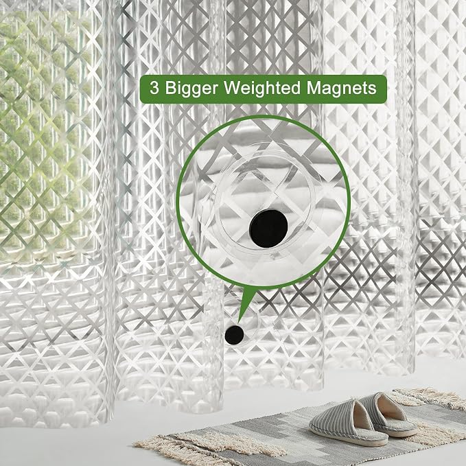 UFRIDAY 75 inch Long Plastic Clear Shower Curtain Liner, Waterproof Shower - Image 4