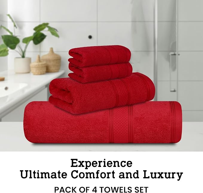 Casa Lino 4 Piece Bath Towel Set | 1 Bath Towel, 2 Wash Cloth, 1 Hand Towels | - Image 2