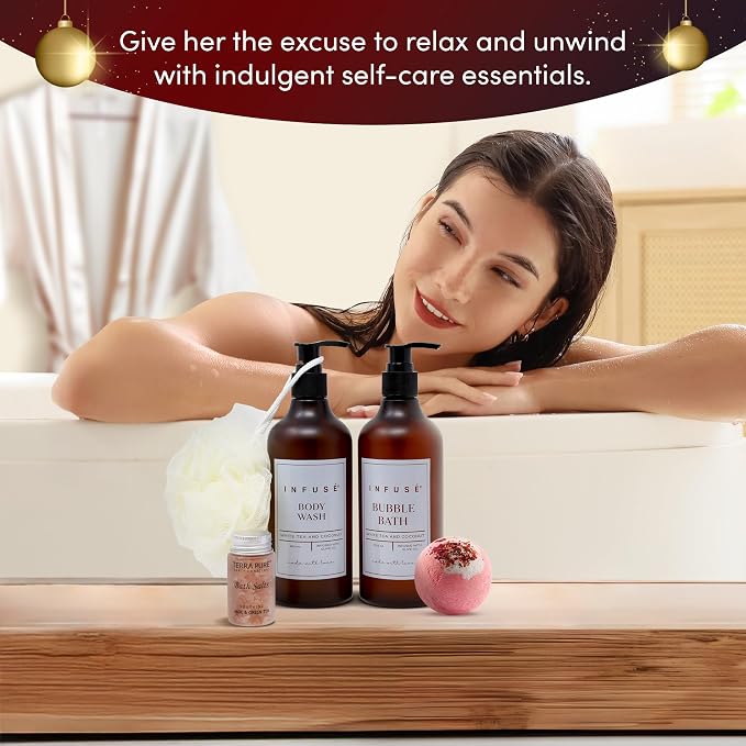 17-Piece Luxury Gift Set with Robe | Complete INFUSÉ White Tea & Coconut Bath - Image 5