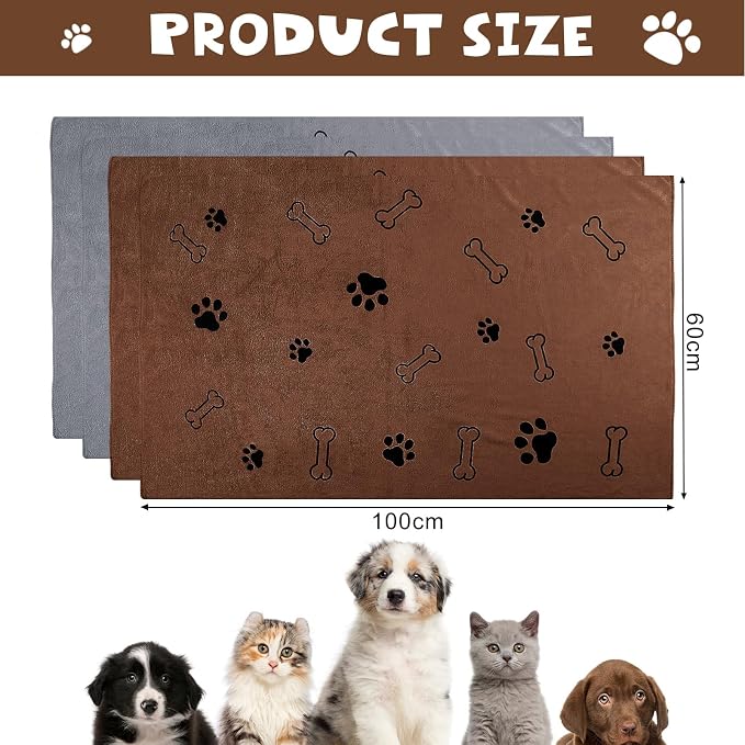 Chumia 4 Pcs Dog Towels for Drying Dog Puppy Bulk Microfiber Absorbent Paw - Image 5