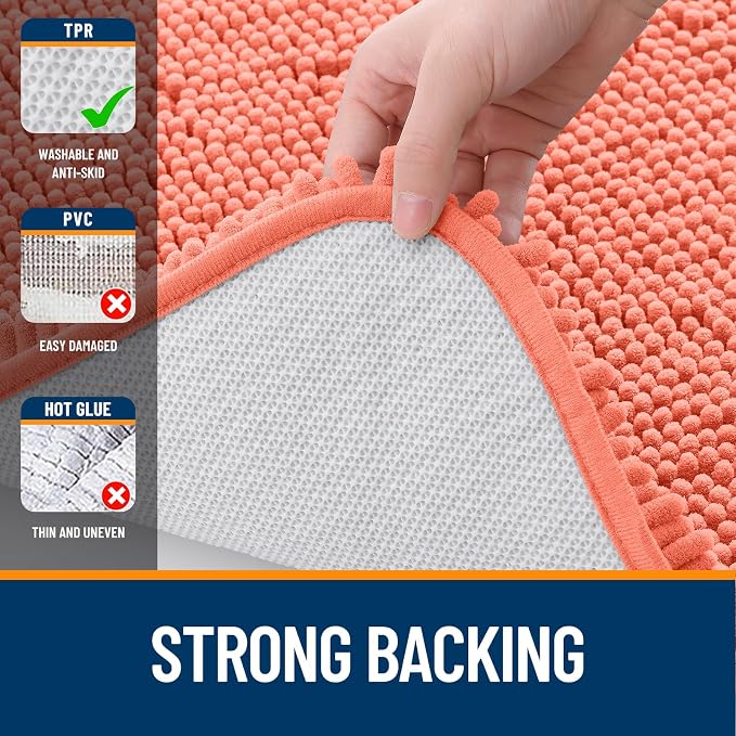 OLANLY Bathroom Rugs 44x24, Extra Soft Absorbent Chenille Bath Rugs, Rubber - Image 6