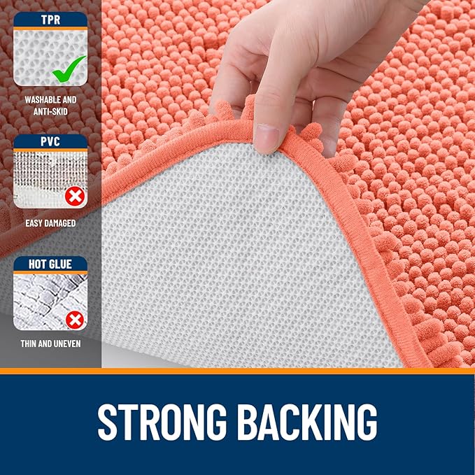 OLANLY Bathroom Rugs 47x17, Extra Soft Absorbent Chenille Bath Rugs, Rubber - Image 6