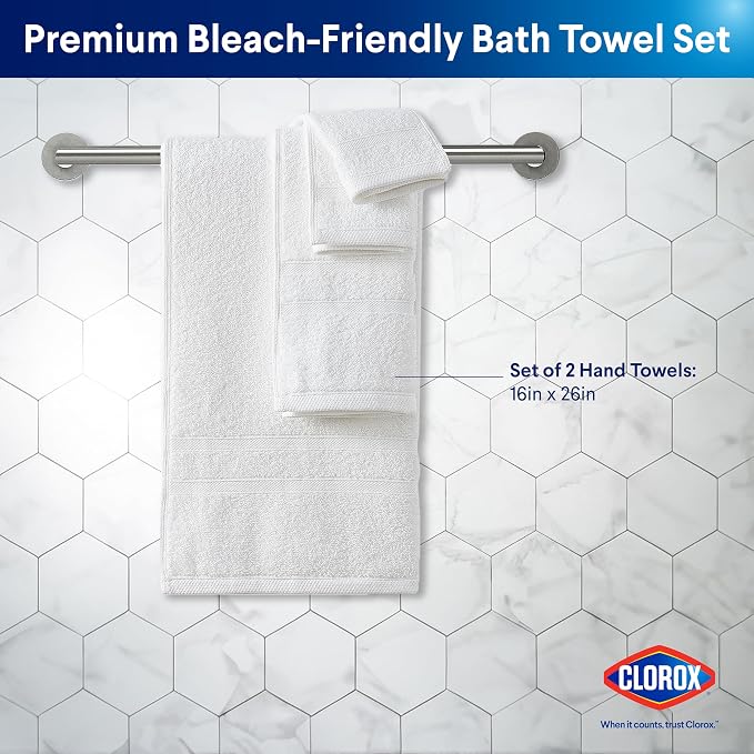 CLOROX Bleach Friendly Towels, Quick Dry, 100% Cotton Hand Towels, Highly - Image 2
