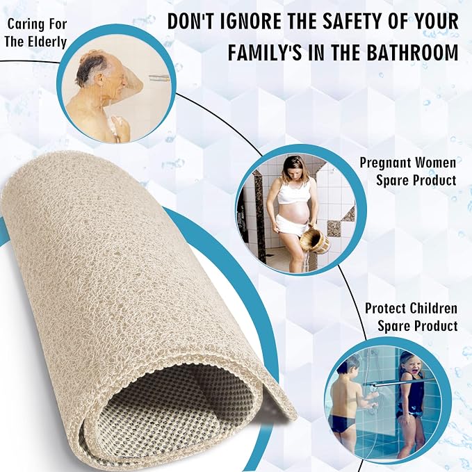 godehone Shower Mats Non Slip Without Suction Cups, PVC Loofah Bathroom Mats - Image 3