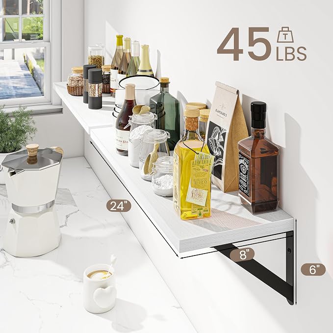 Dreamland Wall Shelves Long, 24W x 8D Wall Mounted Shelves Set of 2, Wide - Image 3