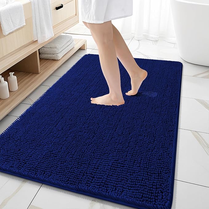 OLANLY Bathroom Rugs 59x35, Extra Soft Absorbent Chenille Bath Rugs, Rubber by OLANLY