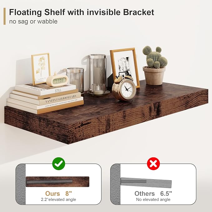 Heimlove Bathroom 12'' Deep Floating Shelves - Image 6