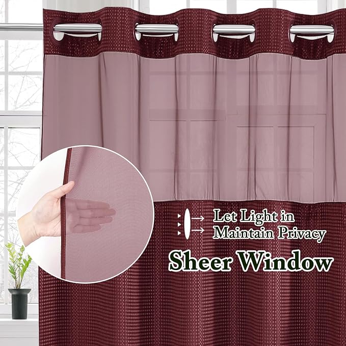 Gibelle No Hook Waffle Weave Shower Curtain - Image 2