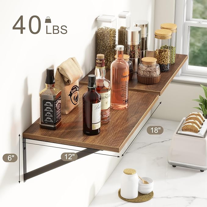 Fun Memories 18" W x12 D Floating Shelves, Farmhouse Wall Shelves Home Decor - Image 3