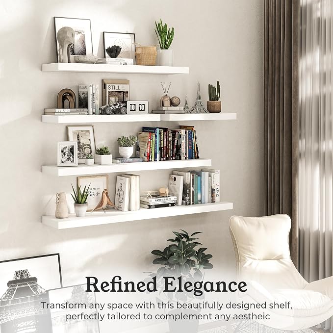 Floating Shelves for Wall, 9.3" Deep Wall Mounted Wood Shelves for Bathroom - Image 5