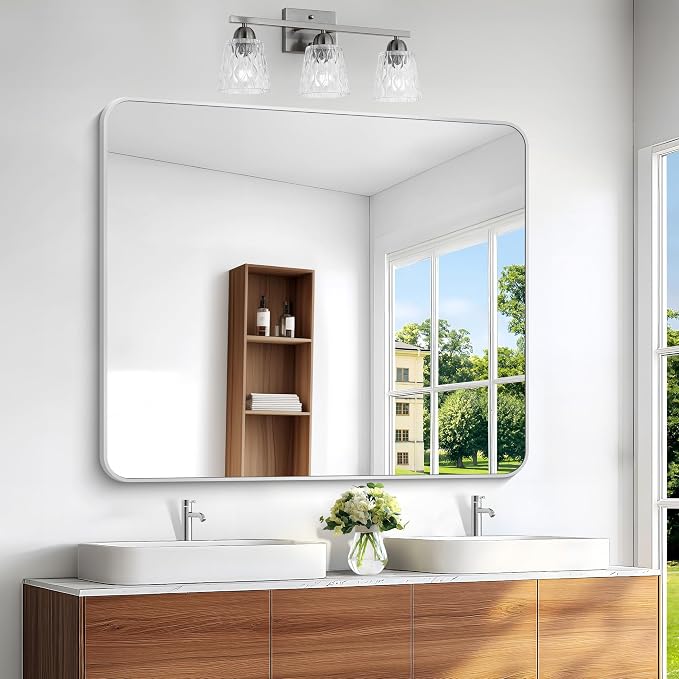 BONEWEI Silver Bathroom Mirror, 40x48 inch Wall Mirror by BONEWEI