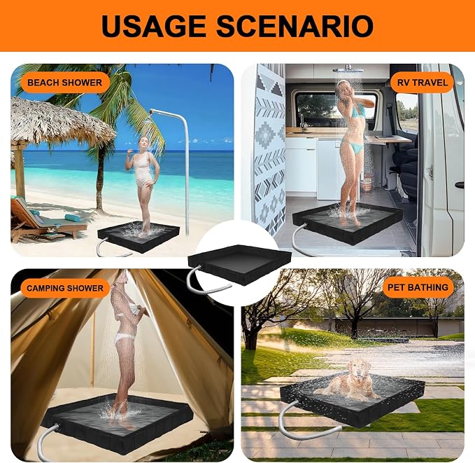 Portable Shower Base, Foldable Camping Shower Pan - Image 4