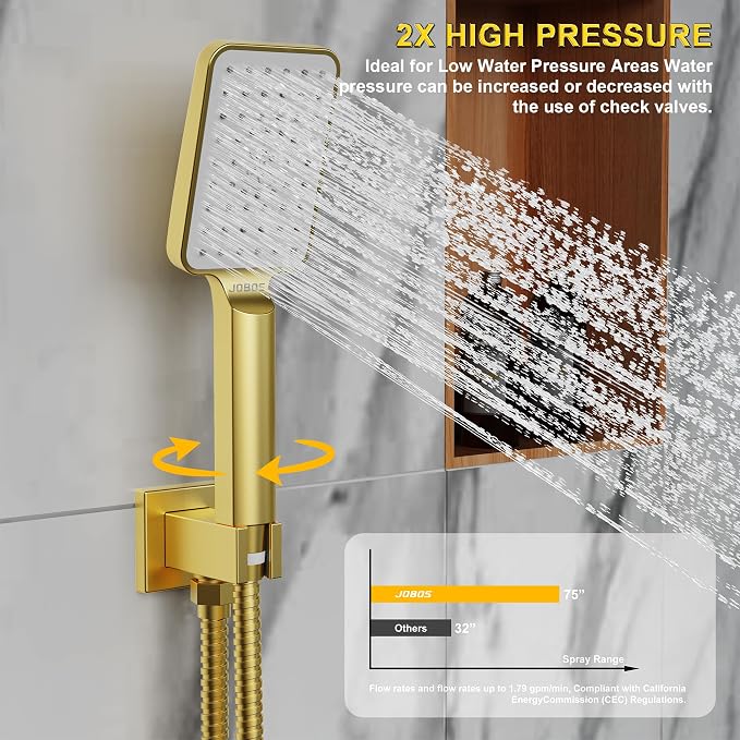 Shower System 10IN Modern Rain Brass Faucet Set - Image 6