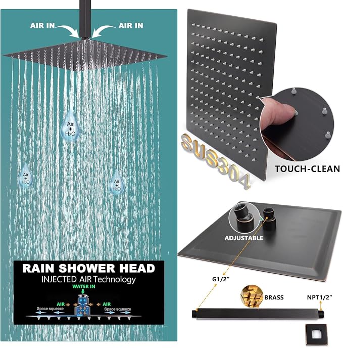 Oil Rubbed Bronze Shower System Digital Display Shower Set - Image 6