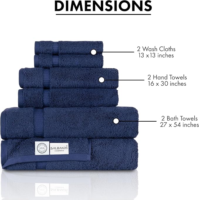 SALBAKOS - Luxury 6 Piece Towel Set, 100% Turkish Cotton, Quick Drying - Image 6