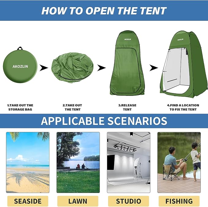 AKOZLIN Portable Pop Up Shower Tent Instant Privacy Dressing Changing Tent - Image 5