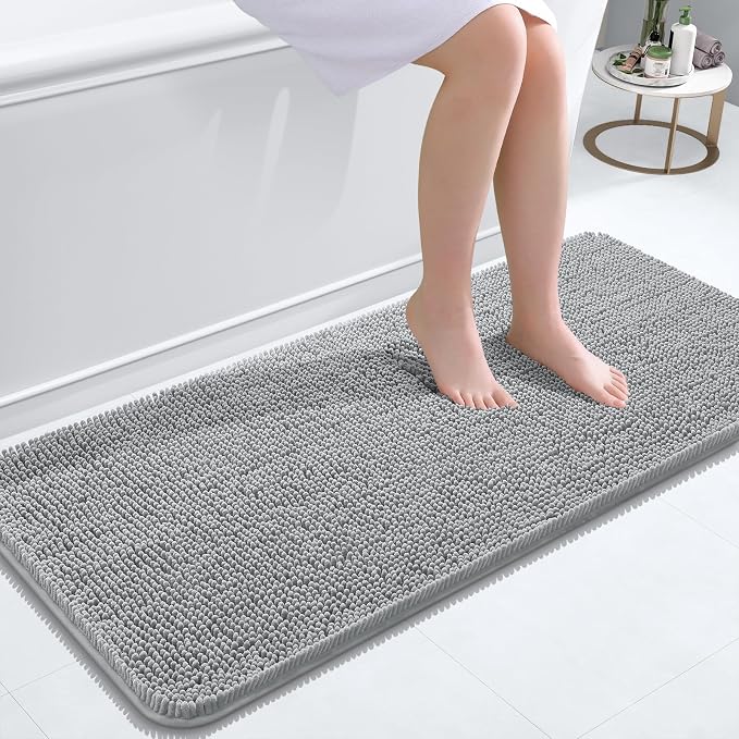 OLANLY Bathroom Rugs 47x20, Extra Soft Absorbent Chenille Bath Rugs, Rubber by OLANLY