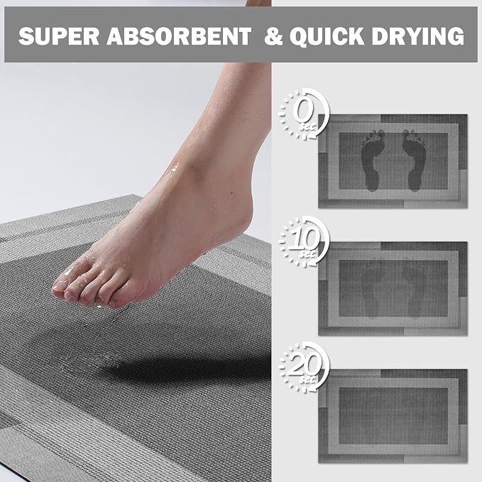 Extra Long Non Slip Bathroom Runner Bath Mat, Rubber Backing Ultra Thin Bath - Image 5