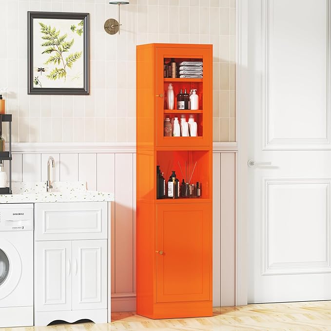 Metal Bathroom Storage Cabinet 67" Slim Bathroom Organizer - Image 6
