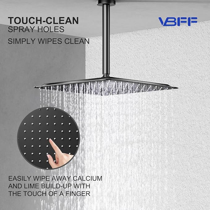 VBFF-Shower Head, rain shower head, 12 inch- Square Shower Head, 1.8 GPM Flow - Image 7