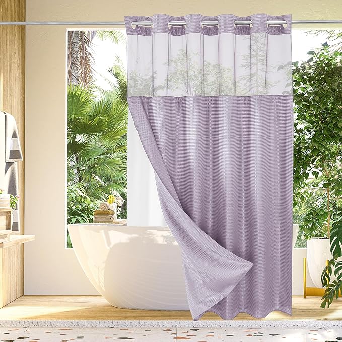 Gibelle Extra Long Shower Curtain 72x86, Waffle Weave Bathroom Shower Curtain by Gibelle