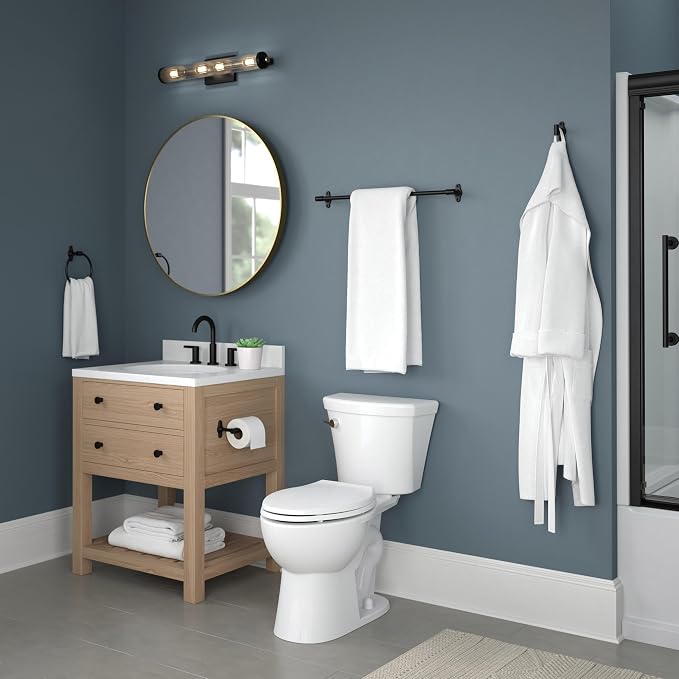 Franklin Brass Calloway 4-Piece Bathroom Set Matte Black 18" + 6" Towel Rack - Image 8