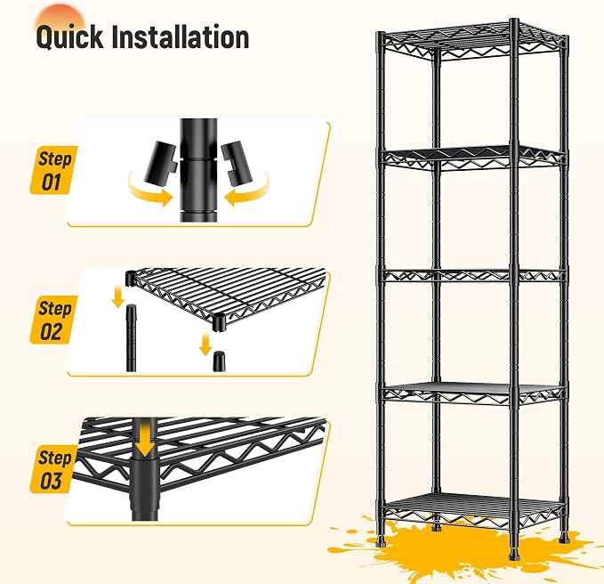5 Tier Metal Shelving Unit Wire Shelving, Storage Rack - Image 9