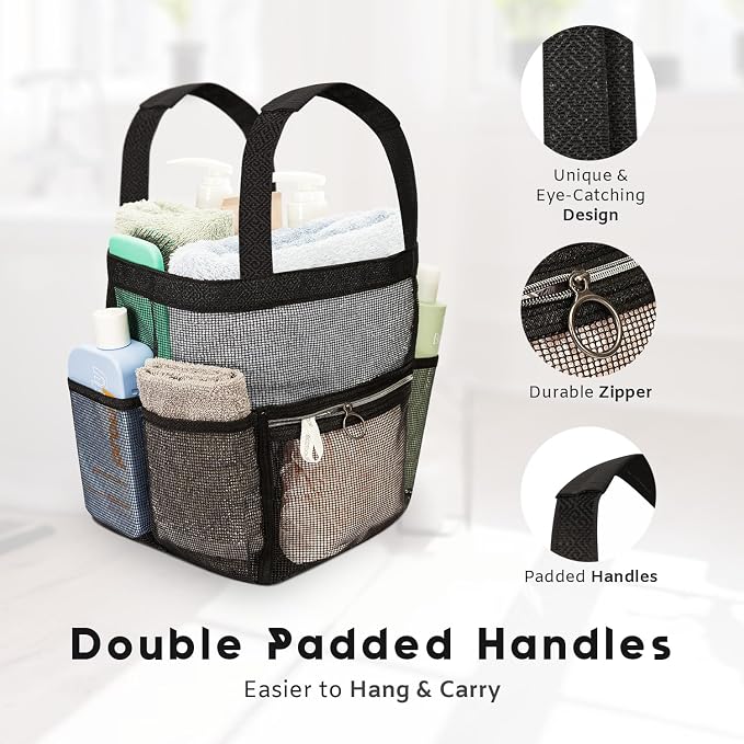 Mesh Shower Caddy Dorm, 7 Pockets & 1 - Image 4