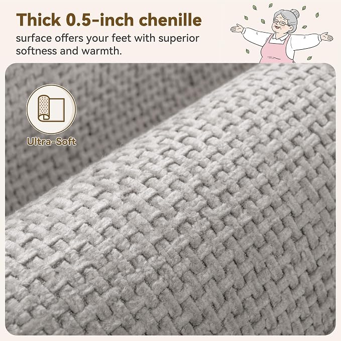 GRANNY SAYS Grey Bathroom Rugs, Soft Chenille Bathroom Mat, Absorbent Bath Mats - Image 3
