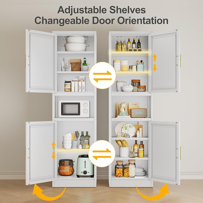 Tall Narrow Storage Cabinet 66.93" H Tall Bathroom Cabinet Metal Pantry Cabinets - Image 7