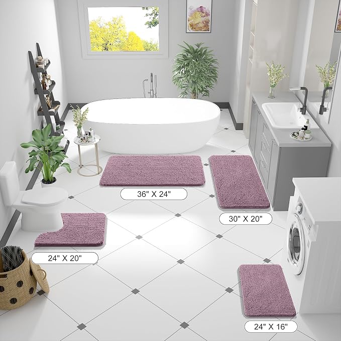 OLANLY Bathroom Rugs 47x24, Extra Soft Absorbent Chenille Bath Rugs, Rubber - Image 2