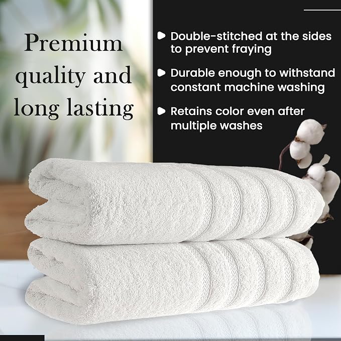 HALLEY Turkish 2 Pack Premium Bath Towels 650 GSM Highly Absorbent Super Soft - Image 4